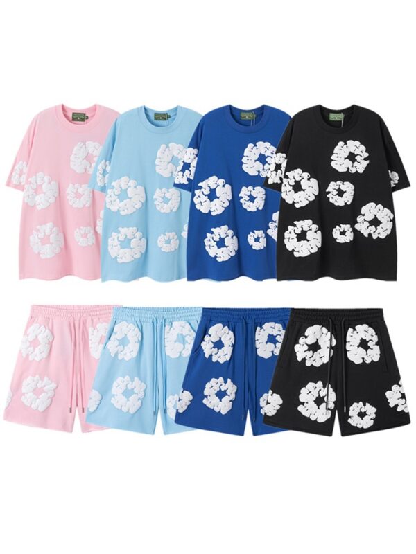 Denim Tears Rep Shorts – Unisex Graphic Cotton Wreath Streetwear Shorts