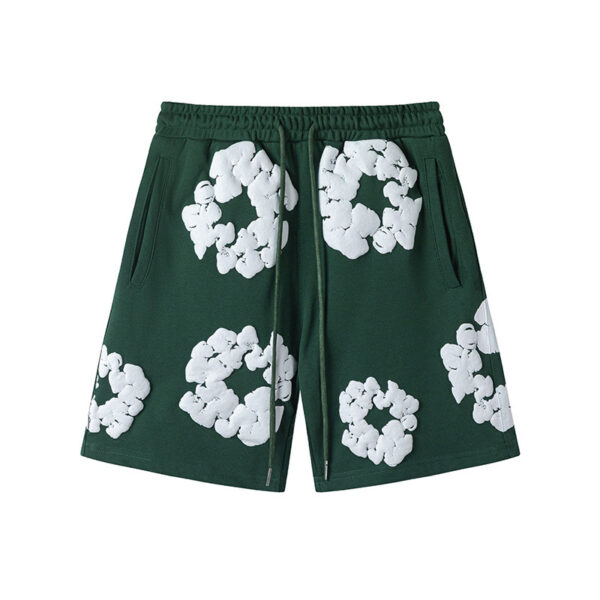 Denim Tears Rep Shorts – Unisex Graphic Cotton Wreath Streetwear Shorts - Image 4