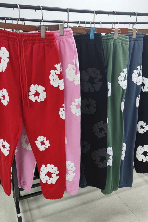 DENIM TEARS kapok foam printing pants trousers men and women autumn and winter sports pants
